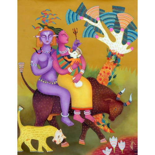 Shiv, Parvati & Ganesh - 12127